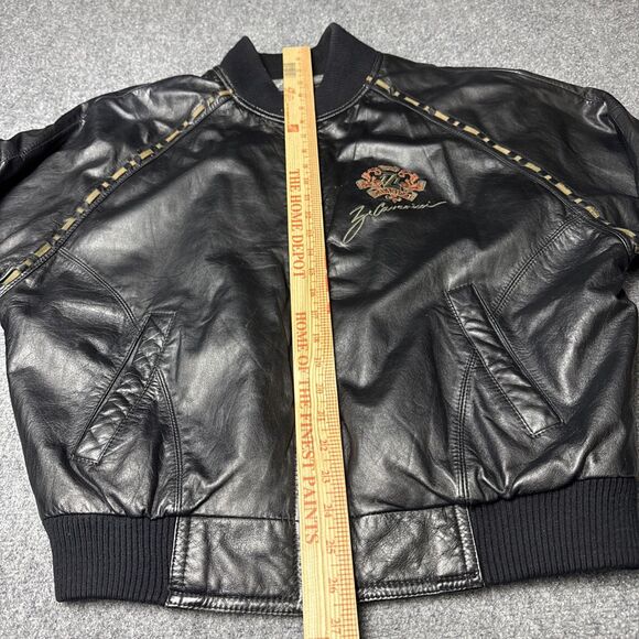 Vintage Z Cavaricci Black Leather Bomber Jacket Women’s Size Medium - Picture 11 of 11